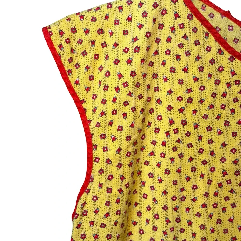 1940s Wrap Apron Vintage Hooverette Yellow & Red Floral WWII Era Retro Farmhouse
